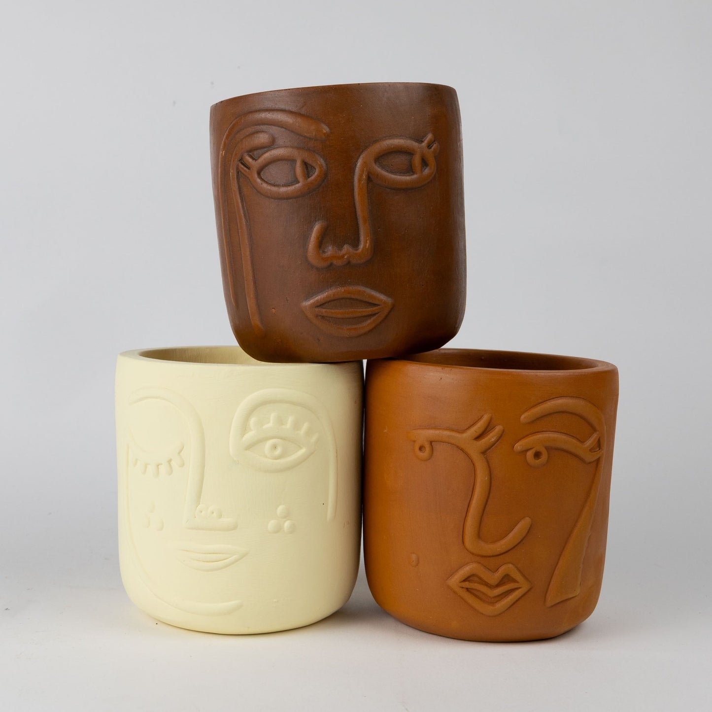 Terracotta Face Planter Trio